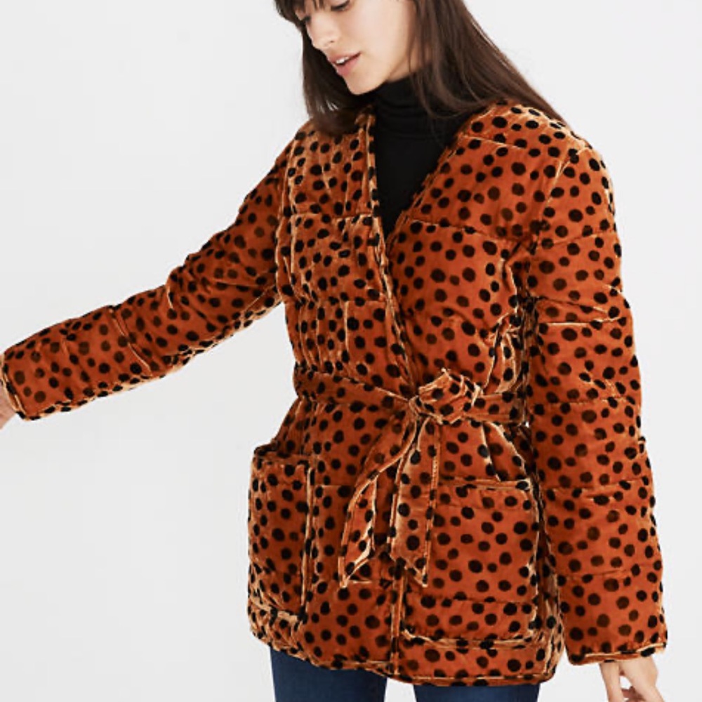 Velvet Quilted Wrap Jacket in Leopard Dot